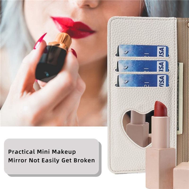 Bőrtok Huawei Pura 80 Kétszínű Tükörrel És Lánccal