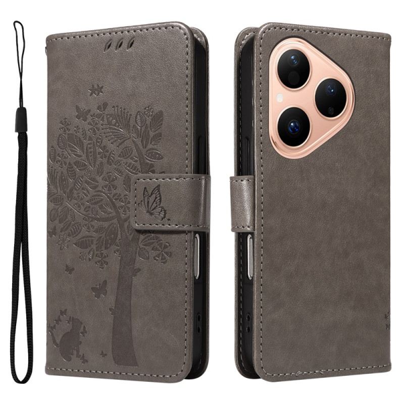 Bőrtok Huawei Pura 80 Macska És Fa