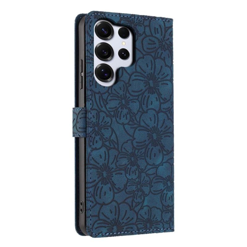 Bőrtok Samsung Galaxy S26 Ultra Cseresznyevirág Mintával