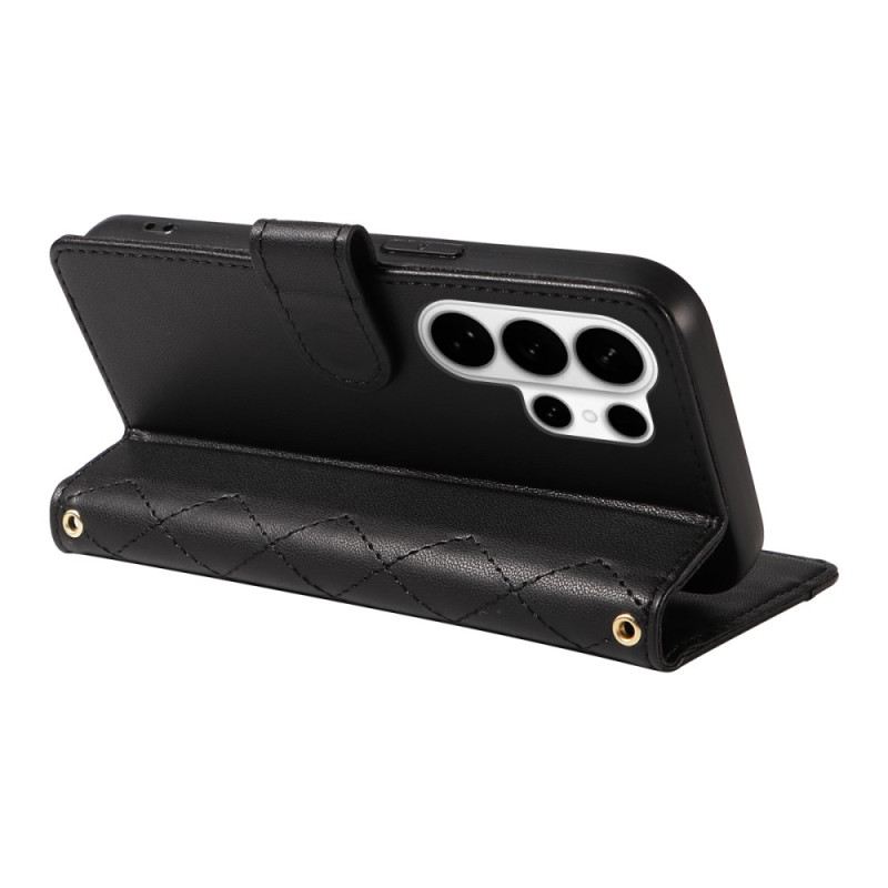 Bőrtok Samsung Galaxy S26 Ultra Steppelt Pánttal És Vállpánttal