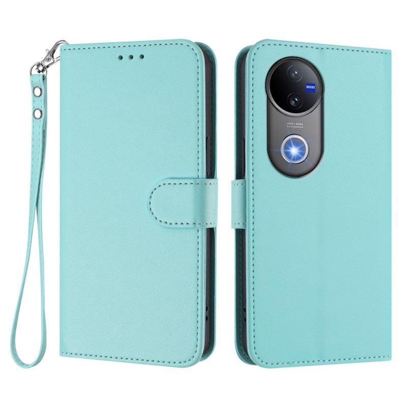 Bőrtok Vivo V50e 5g Sima Műbőr Nyakpánttal