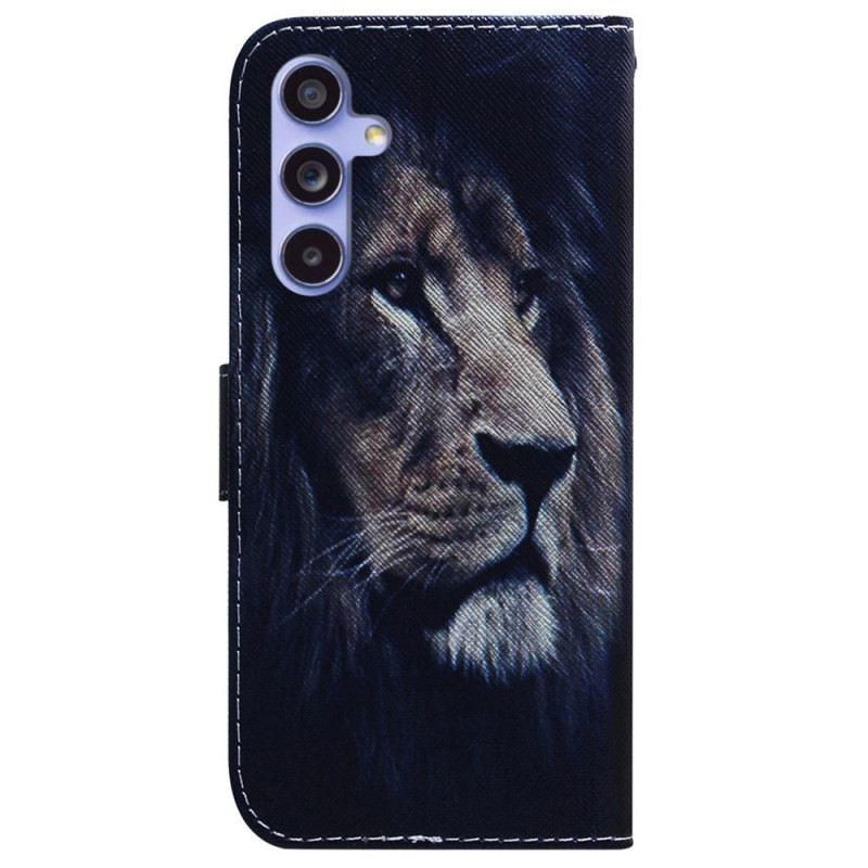 Bőrtok Samsung Galaxy A55 5g Álmodozó Oroszlán