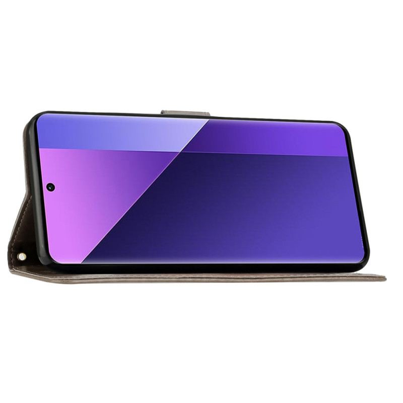 Bőrtok Xiaomi Redmi Note 13 5g Pillangó Minta Pánttal
