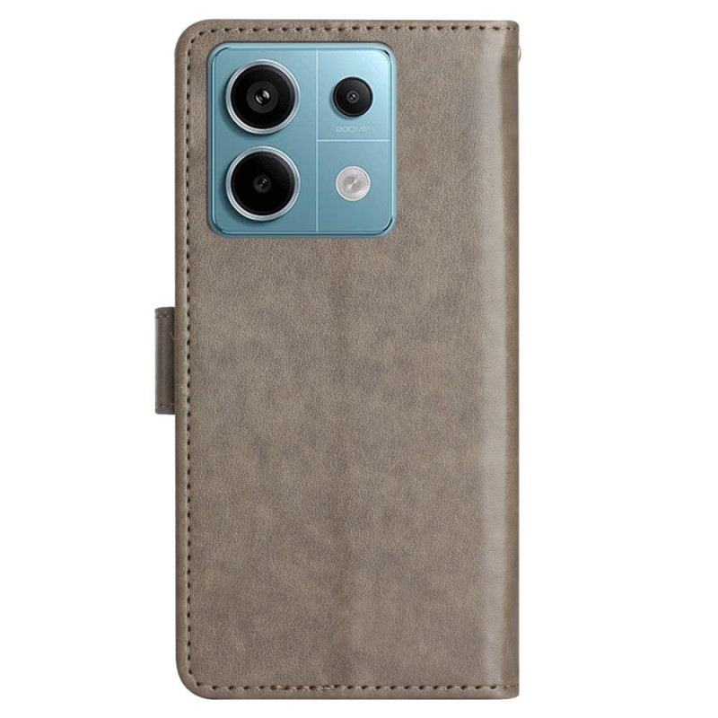 Bőrtok Xiaomi Redmi Note 13 5g Pillangó Minta Pánttal