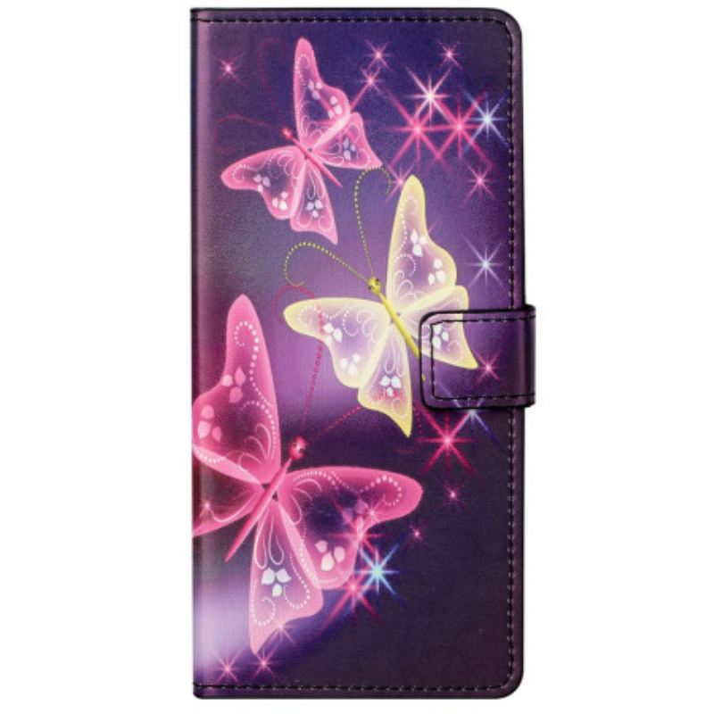 Bőrtok Xiaomi Redmi Note 13 5g Szikrázó Pillangók