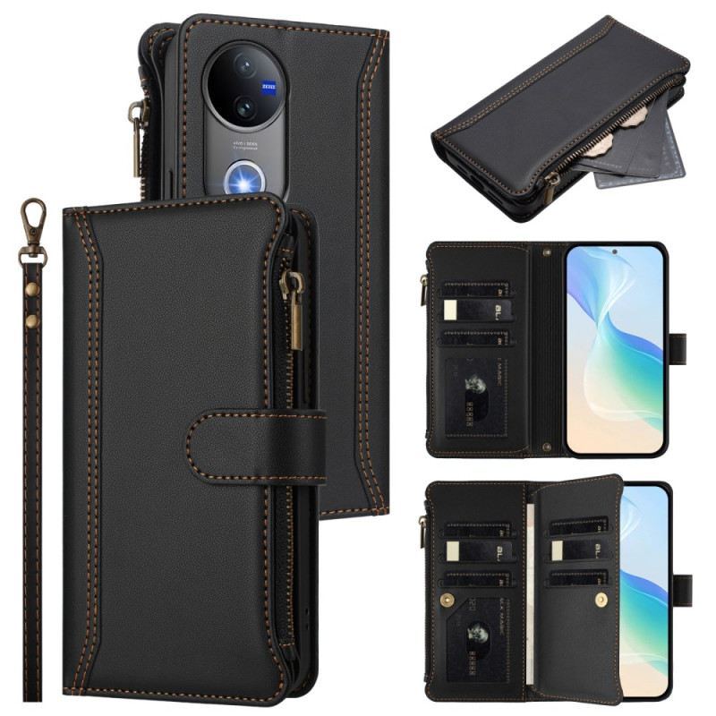 Bőrtok Vivo V50 5g 9 Kártyatartó Rekesz És Csuklópánt