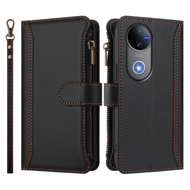Bőrtok Vivo V50 5g 9 Kártyatartó Rekesz És Csuklópánt