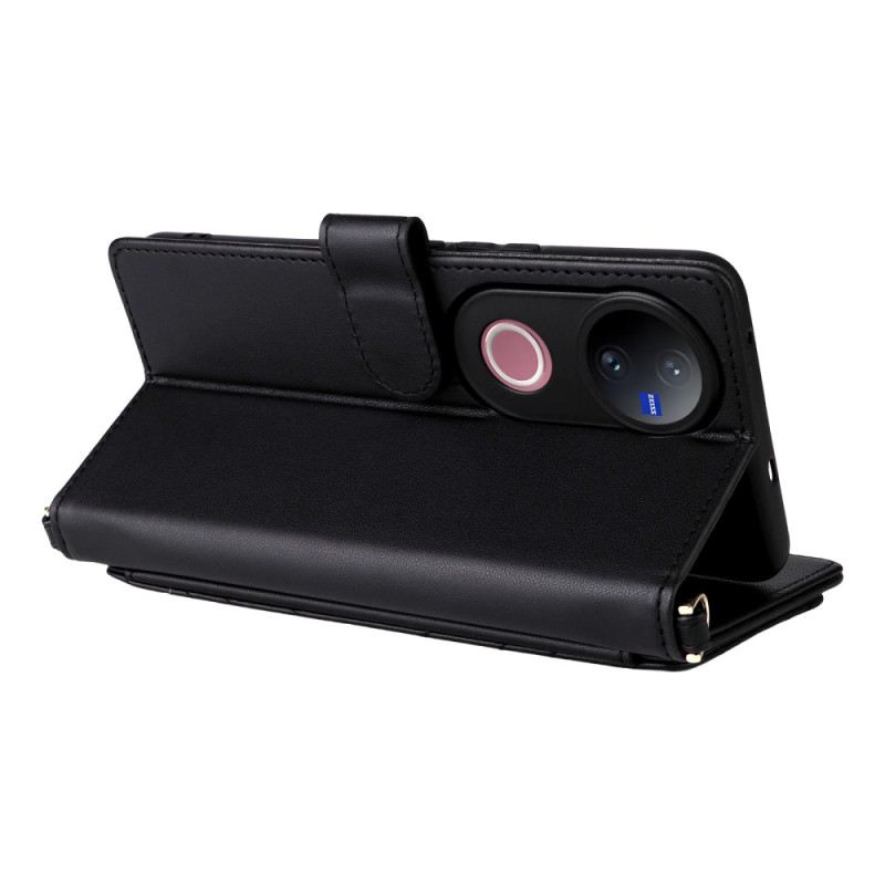 Bőrtok Vivo V50 5g Steppelt Pántokkal