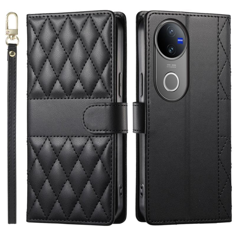 Bőrtok Vivo V50 5g Steppelt Pánttal És Vállpánttal