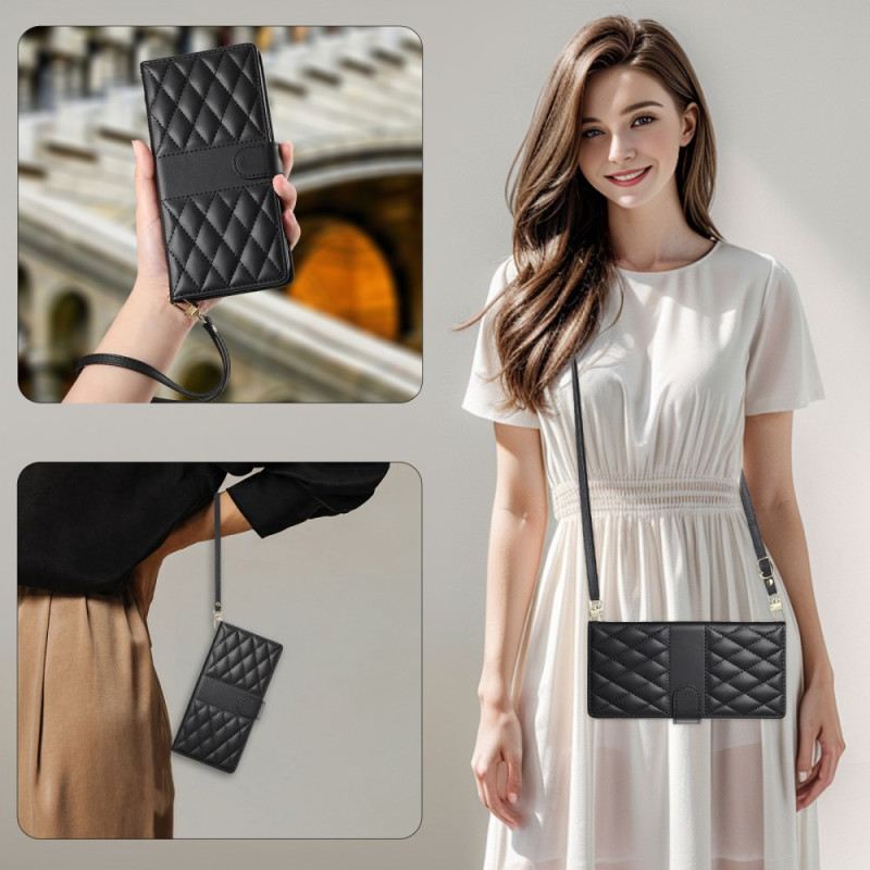 Bőrtok Vivo V50 5g Steppelt Pánttal És Vállpánttal