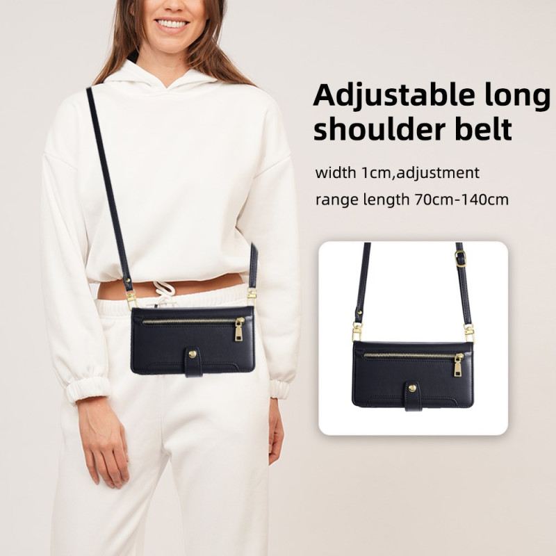 Bőrtok Realme C75 Cipzáras Pénztárca Két Pánttal