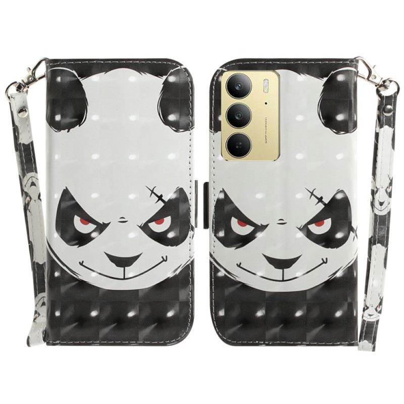 Bőrtok Realme C75 Dühös Panda Nyakpánt