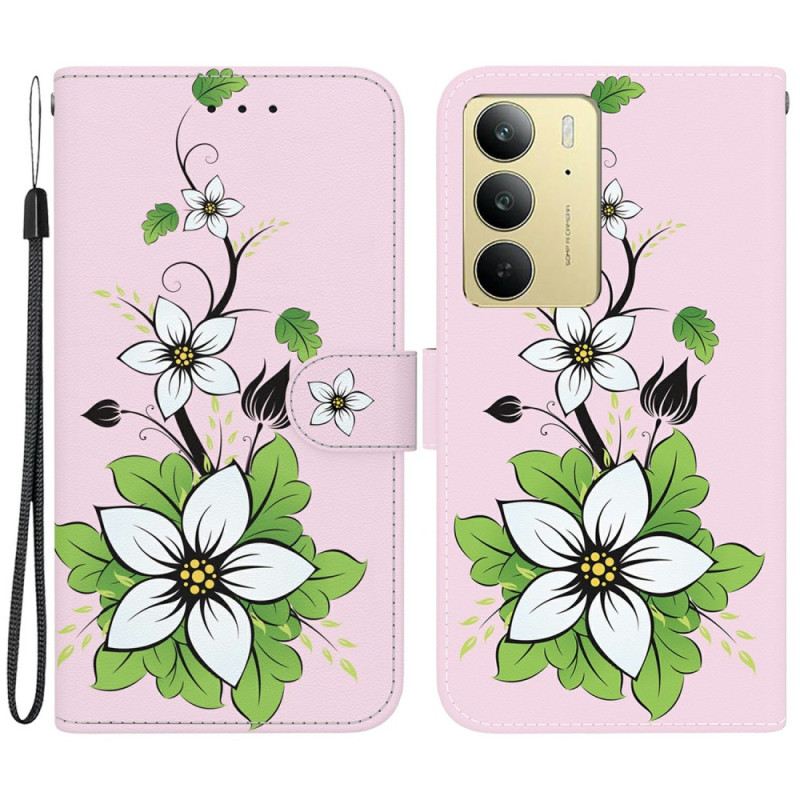 Bőrtok Realme C75 Liliom Minta