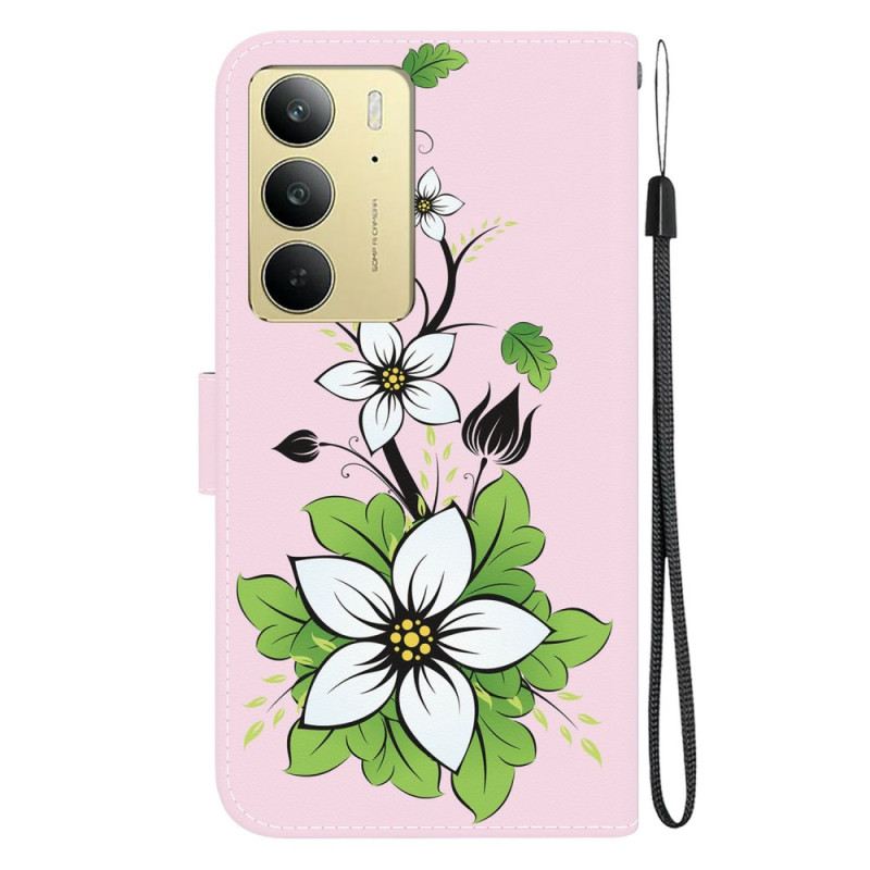 Bőrtok Realme C75 Liliom Minta