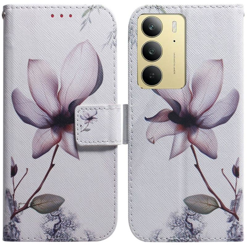 Bőrtok Realme C75 Rózsaszín Virág