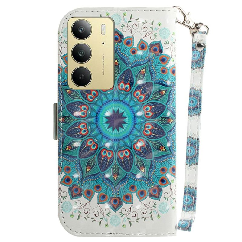 Bőrtok Realme C75 Zöld Mandala Nyakpánt