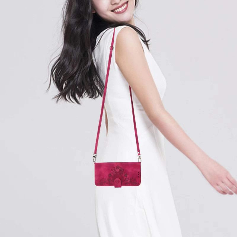 Fliptok Realme C75 Velúr Csipkehatású Pántos És Vállpántos