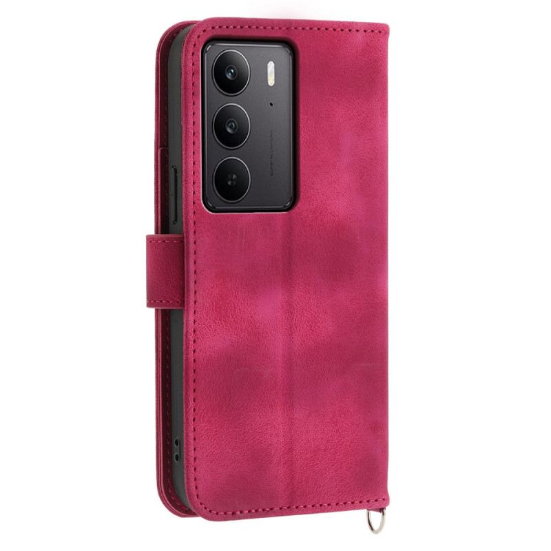 Fliptok Realme C75 Velúr Csipkehatású Pántos És Vállpántos