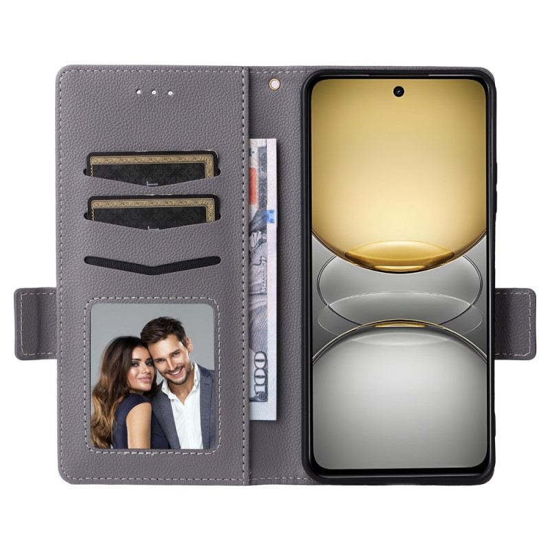 Kinyitható Bőrtok Realme C75 Licsi Műbőr Pánttal