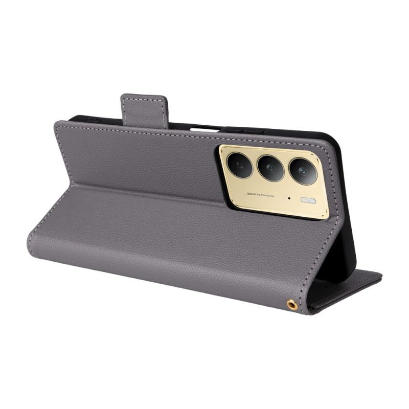 Kinyitható Bőrtok Realme C75 Licsi Műbőr Pánttal