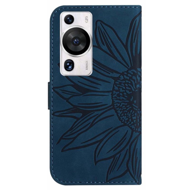 Fliptok / Bőrtok Huawei P60 Pro Napraforgó És Vállpánt