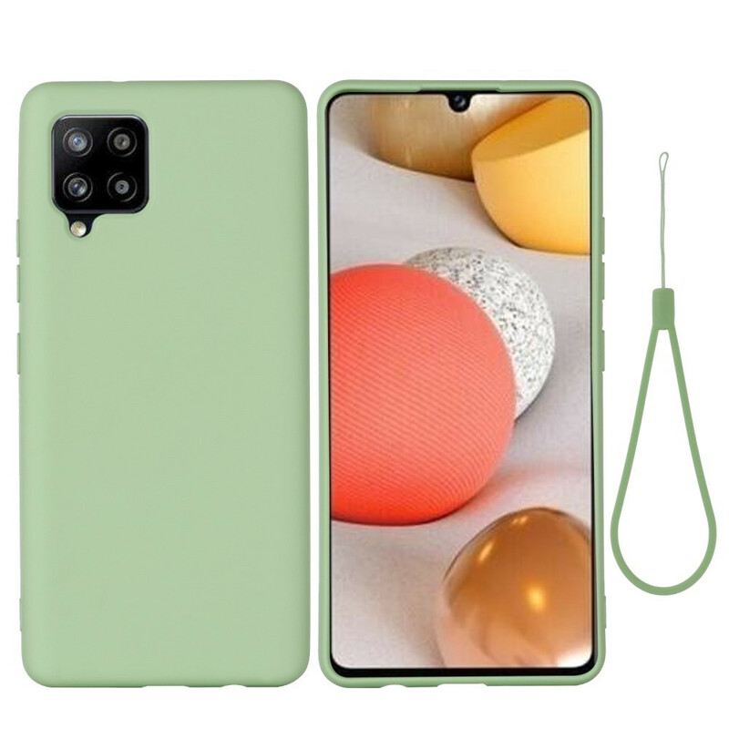 Tok Samsung Galaxy A42 5G Folyékony Szilikon Nyakpánttal