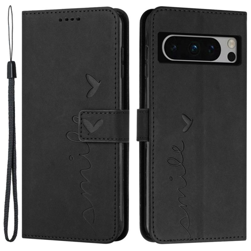 Kinyitható Bőrtok Google Pixel 8 Pro Mosolyogj A Nyakpánttal