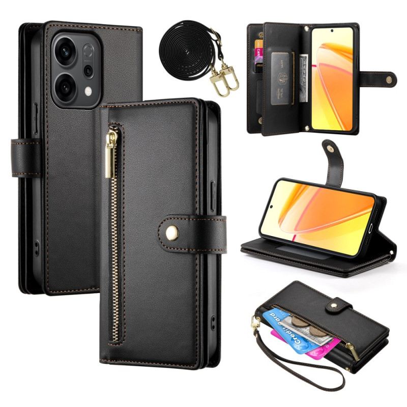 Bőrtok Oppo Reno 14 5g Cipzáras Tasak És Pántok