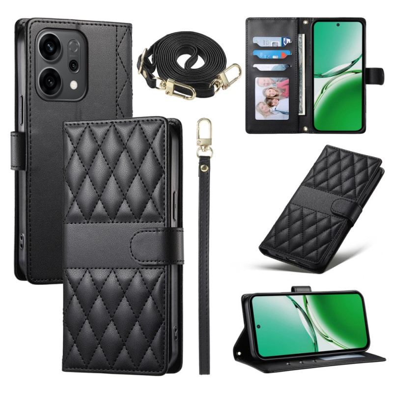 Bőrtok Oppo Reno 14 5g Steppelt Stílus Pánttal És Vállpánttal