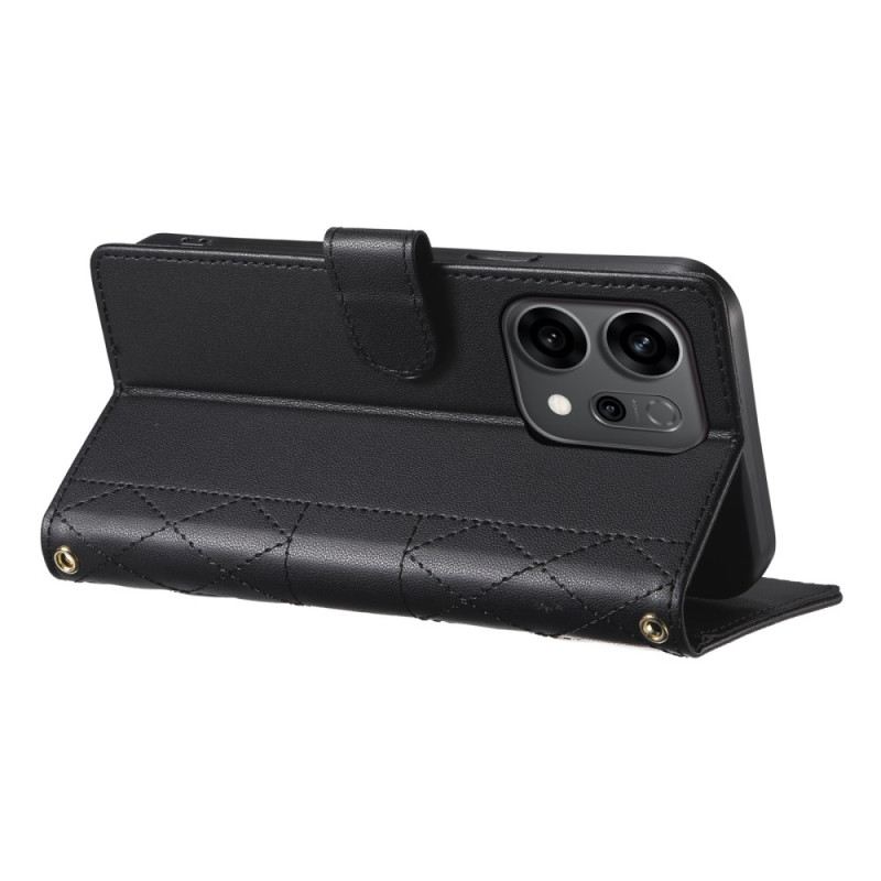 Bőrtok Oppo Reno 14 5g Steppelt Stílus Pánttal És Vállpánttal