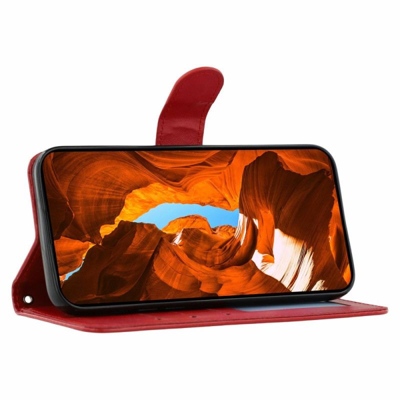 Kinyitható Bőrtok Oppo Reno 14 5g Bőrmintás Pánttal