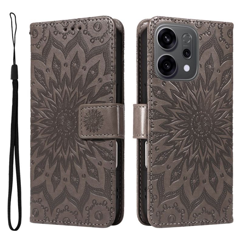 Kinyitható Bőrtok Oppo Reno 14 5g Lila Mandala