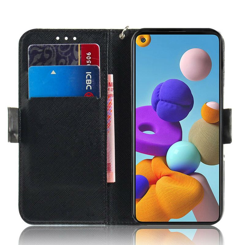 Fliptok / Bőrtok Samsung Galaxy A21s szíjjal Tanga Szafari Állatok