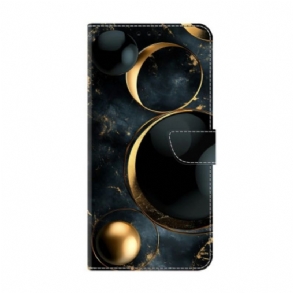 Bőrtok Samsung Galaxy S26 Arany Gyűrűk