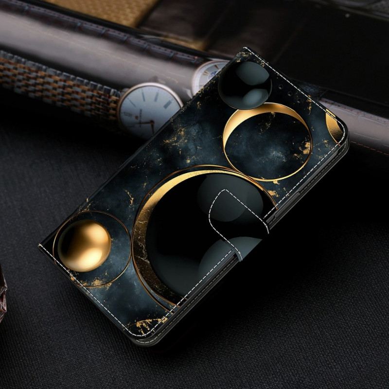 Bőrtok Samsung Galaxy S26 Arany Gyűrűk