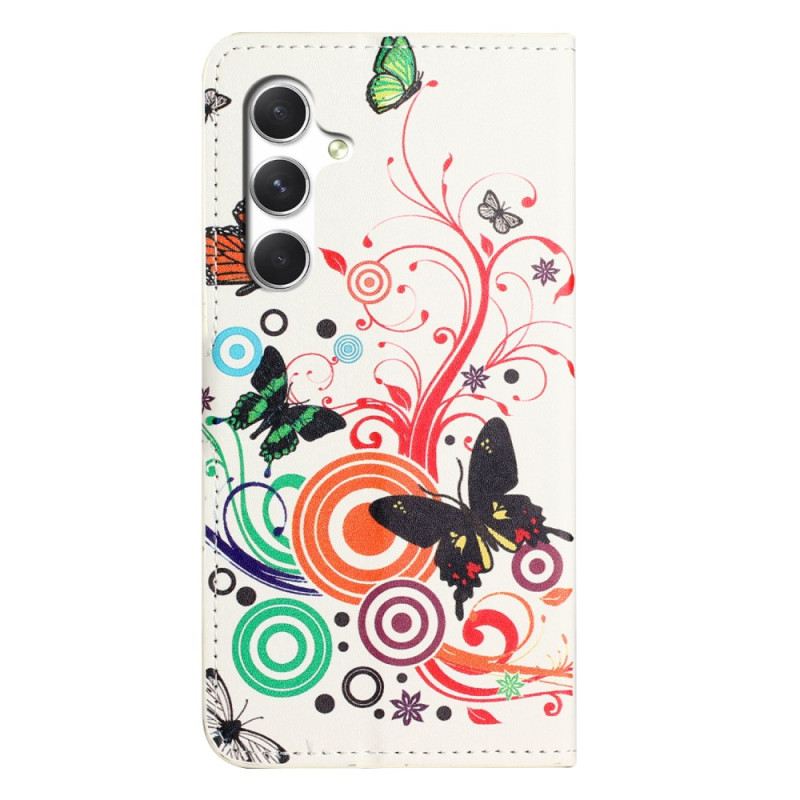 Bőrtok Samsung Galaxy S26 Fehér Pillangók