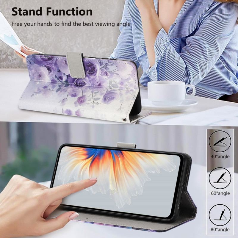 Bőrtok Samsung Galaxy S26 Lila Rózsák