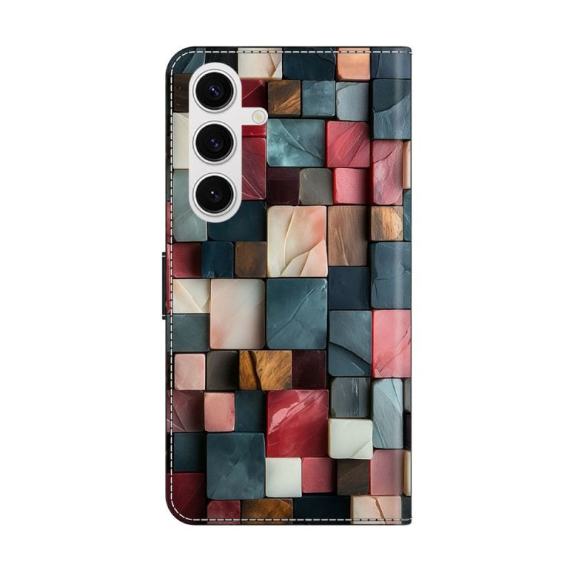 Bőrtok Samsung Galaxy S26 Színes Kockák