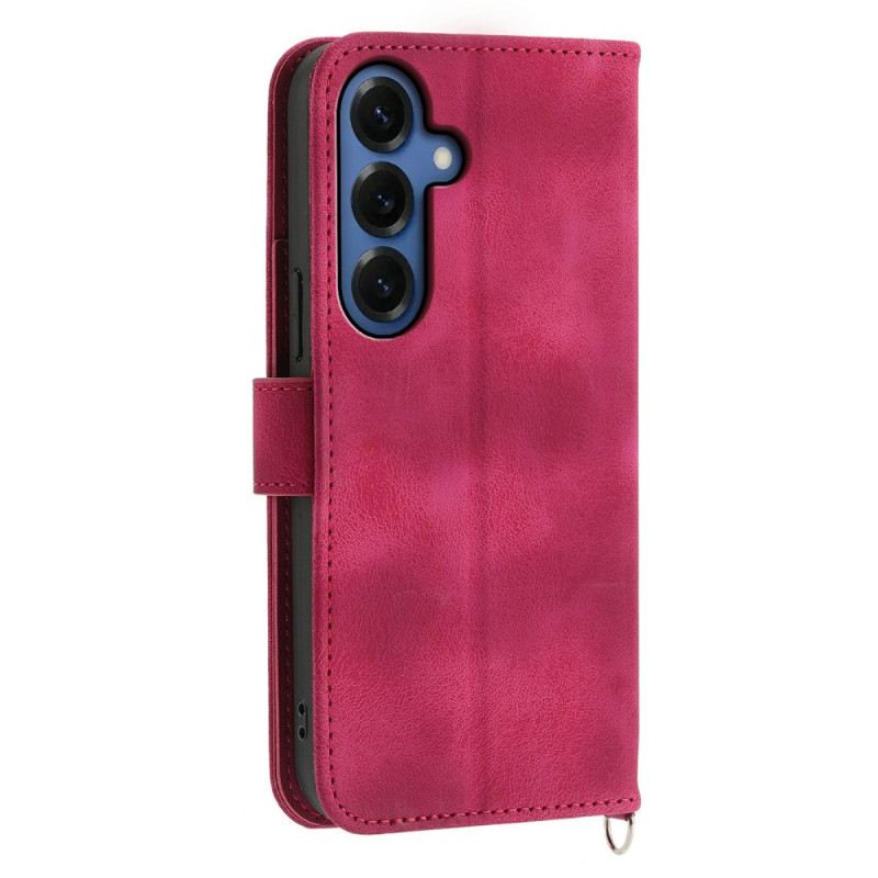 Fliptok Samsung Galaxy S26 Virágos Velúr Hatású Minta Pántokkal