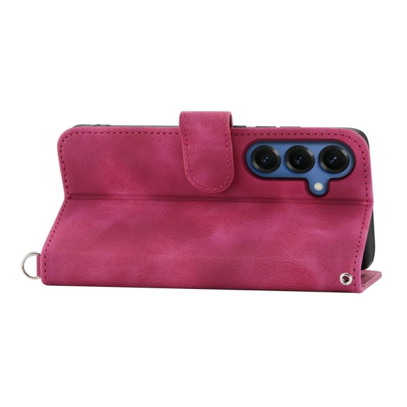 Fliptok Samsung Galaxy S26 Virágos Velúr Hatású Minta Pántokkal