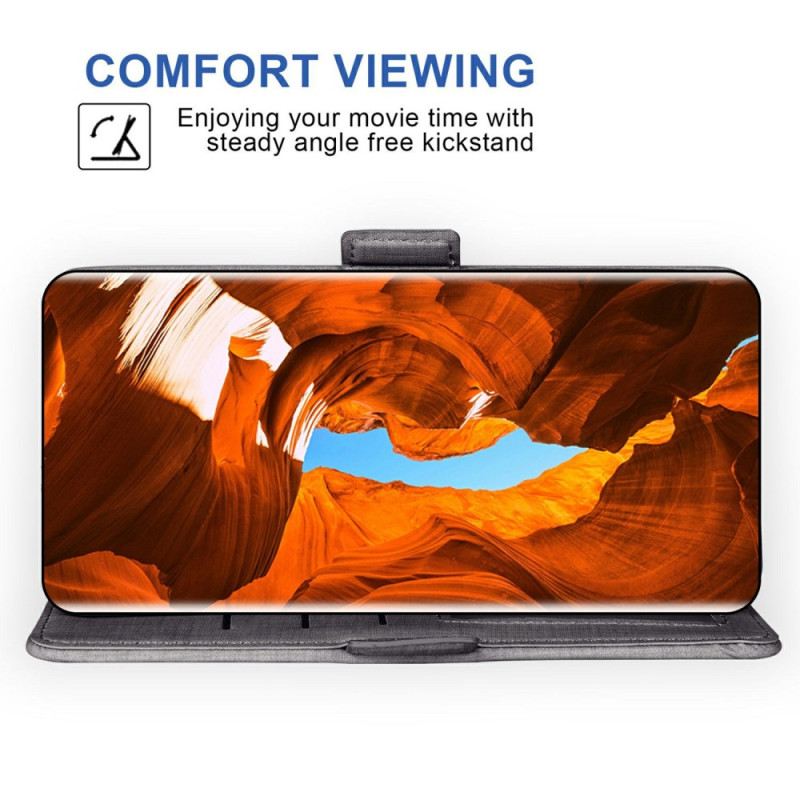 Kinyitható Bőrtok Samsung Galaxy S26 Farmer Textúrával És Forgó Kártyatartóval