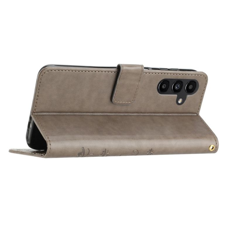 Kinyitható Bőrtok Samsung Galaxy S26 Pillangó És Virágok