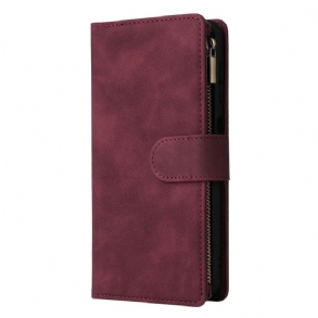 Kinyitható Bőrtok Samsung Galaxy S26 Velúr Hatású Cipzáras Pénztárca