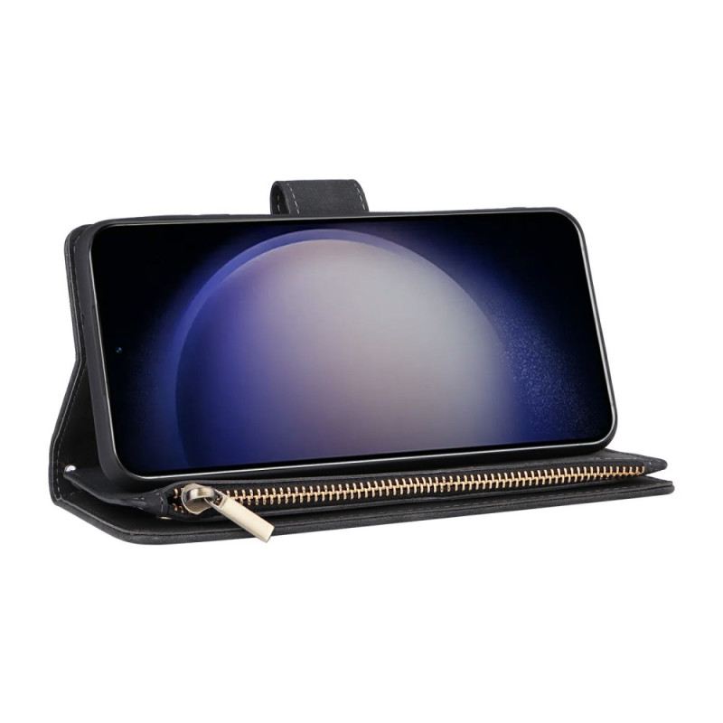 Kinyitható Bőrtok Samsung Galaxy S26 Velúr Hatású Cipzáras Pénztárca