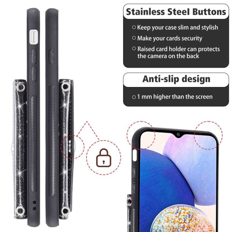 Mobiltelefon Tokok Samsung Galaxy S26 Csillámos Kártyatartó És Vállpánt