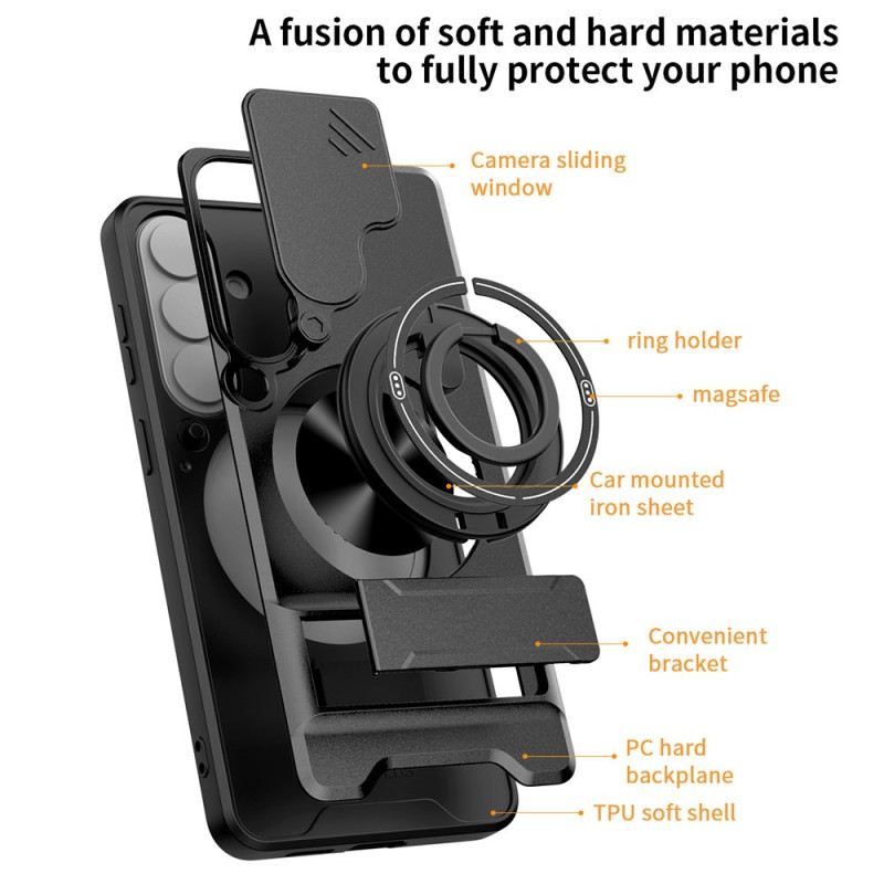 Mobiltelefon Tokok Samsung Galaxy S26 Mágneses Összecsukható Gyűrűtartó És Kameravédő