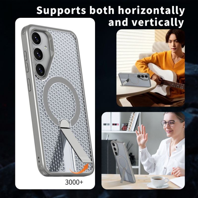 Tok Samsung Galaxy S26 Mágneses Mágneses Állvánnyal És Rácsos Textúrájú Állvánnyal