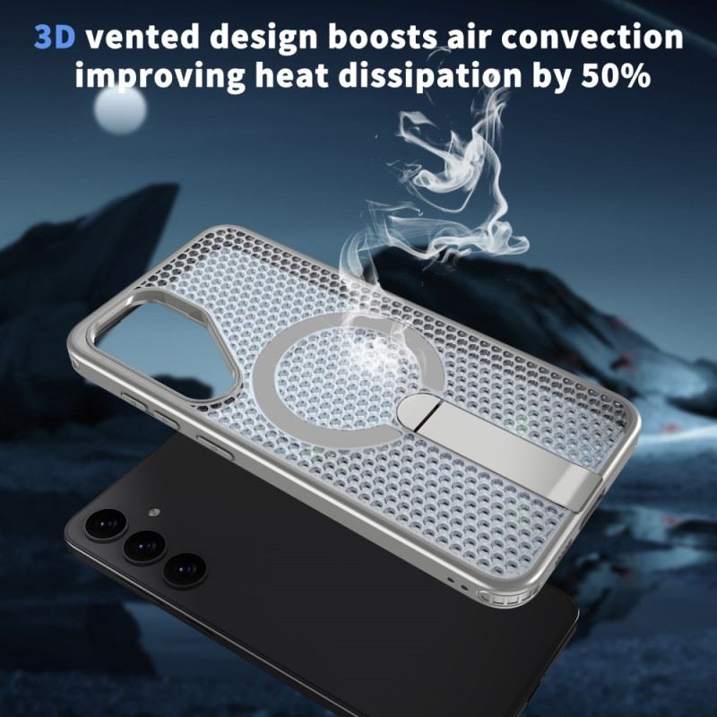 Tok Samsung Galaxy S26 Mágneses Mágneses Állvánnyal És Rácsos Textúrájú Állvánnyal