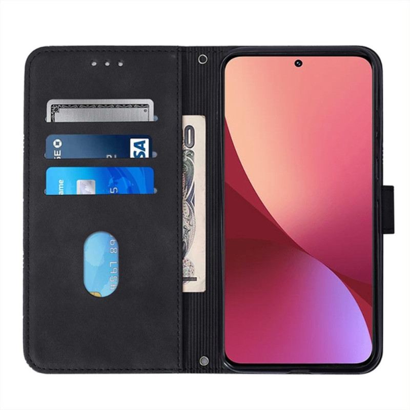 Fliptok / Bőrtok Xiaomi 12 / 12X Háromszögek Vállpánttal