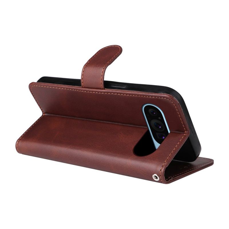 Fliptok Google Pixel 10 / 10 Pro Egyszínű Bőr Stílusú Pánttal